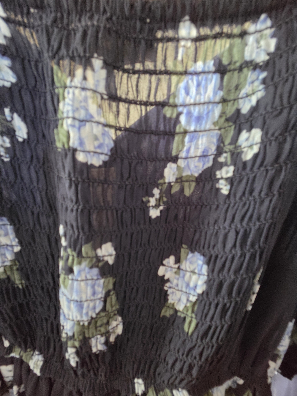 Francesca's Collections Navy B Sheer Floral V-Neck Dress with Light Blue Roses - Picture 9 of 13
